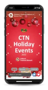 phone image with CTN Holiday Events on the screen