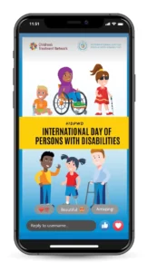 phone image with international day of persons with disabilities on the screen